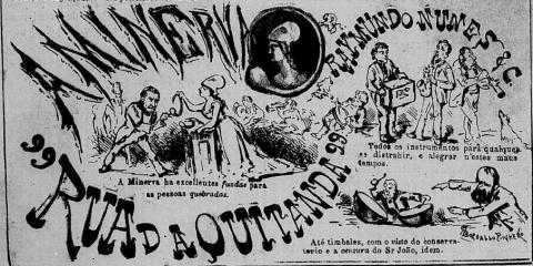 Anúncio de uma loja de variedades do Rio de Janeiro, do século XIX, chamada Minerva