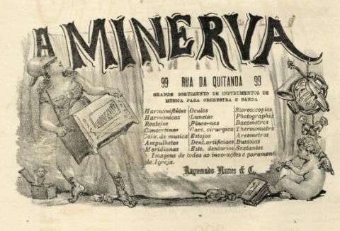 Anúncio de uma loja de variedades do Rio de Janeiro, do século XIX, chamada Minerva